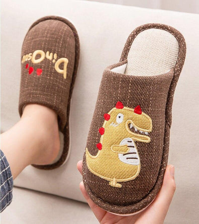 adult dinosaur slippers brown 2