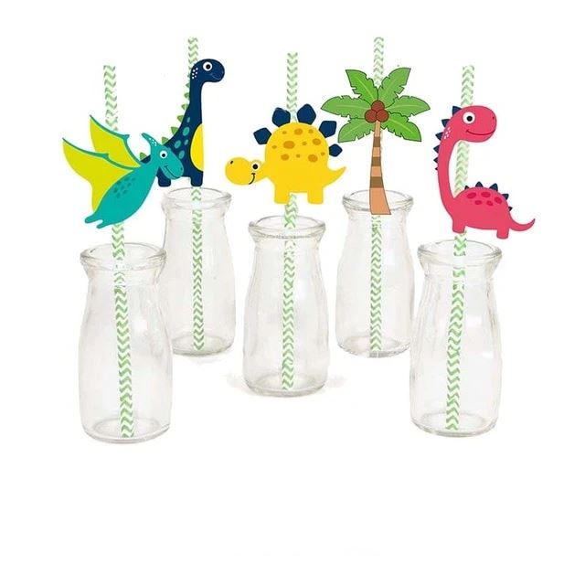 dinosaur party straws
