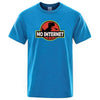dinosaur shirt no internet light blue