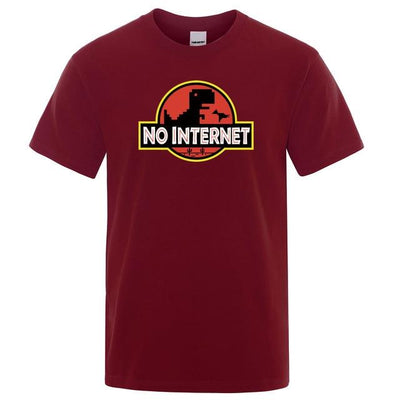 dinosaur shirt no internet dark red
