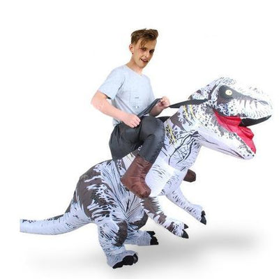 riding dinosaur costume white