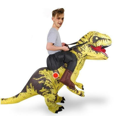 riding dinosaur costume yellow