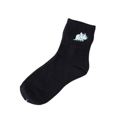 dinosaur socks triceratops black