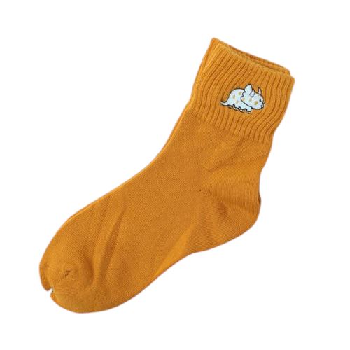 dinosaur socks triceratops orange