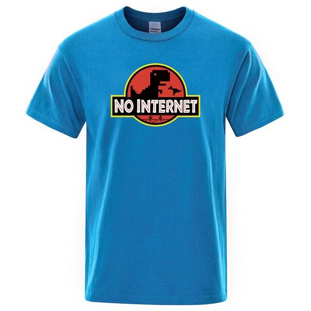 dinosaur shirt no internet light blue