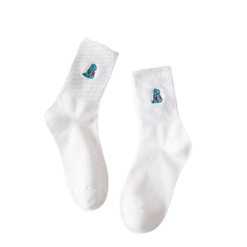 dinosaur socks t rex white