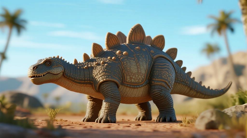 Ankylosaurus dinosaur figure with heavy armor plates bony club tail and spikes scientifically accurate model