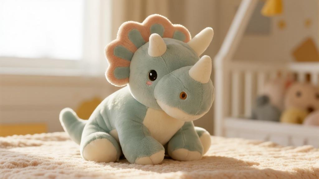 Peluche bébé Tricératops dinosaure douce taille enfant