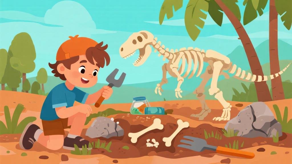 Dinosaur science kit for kids with fossil excavation tools and paleontology experiments for hands-on learning