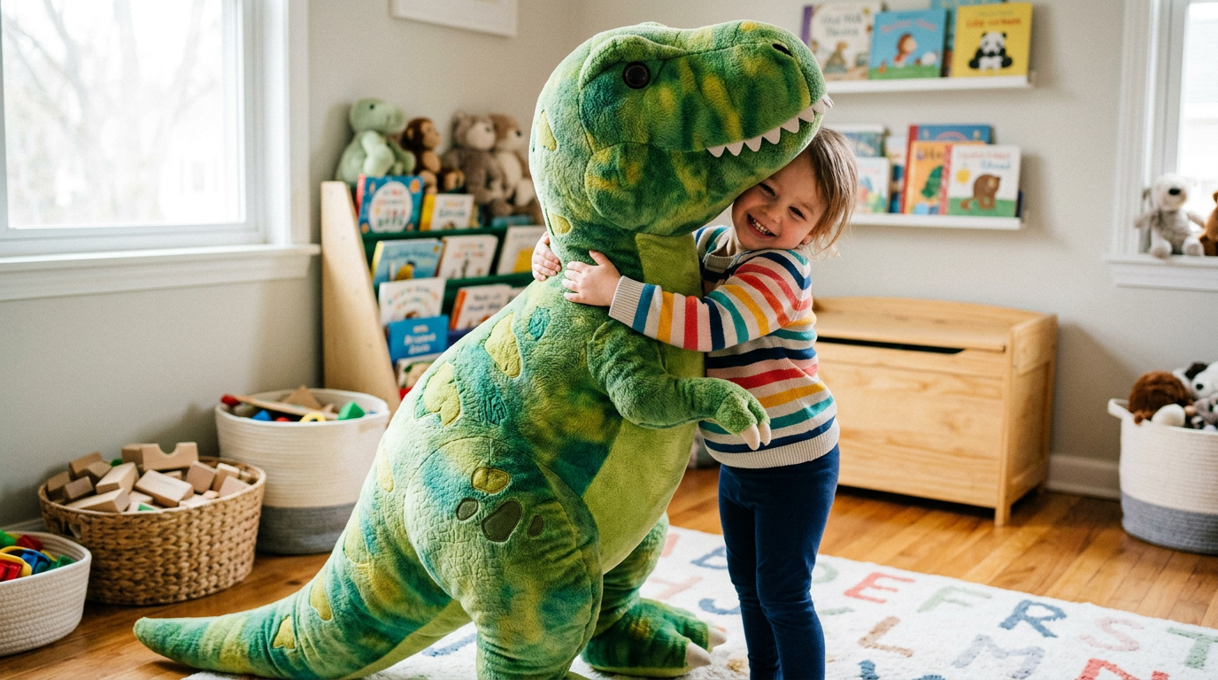 Grande peluche dinosaure lavable en machine – jouet géant pratique pour enfant