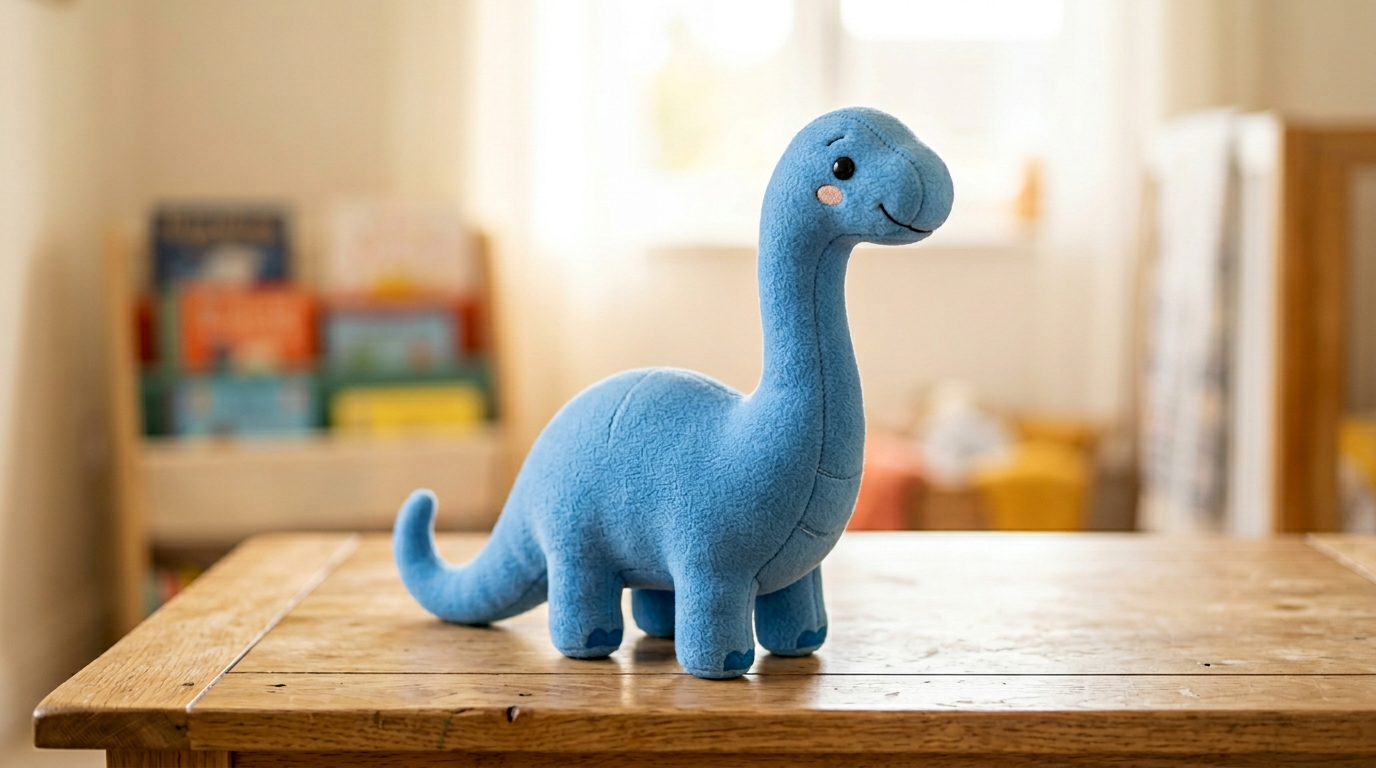 Peluche dinosaure bleu debout – jouet en peluche brontosaure pour enfant