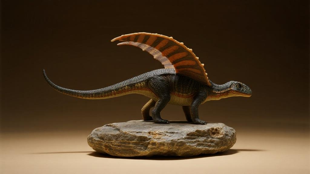 Figurine Dimétrodon reptile préhistorique avec voile dorsale à l échelle