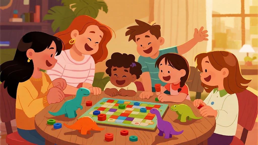 Best dinosaur board games and puzzles for kids and families with colorful dino game pieces on wooden table