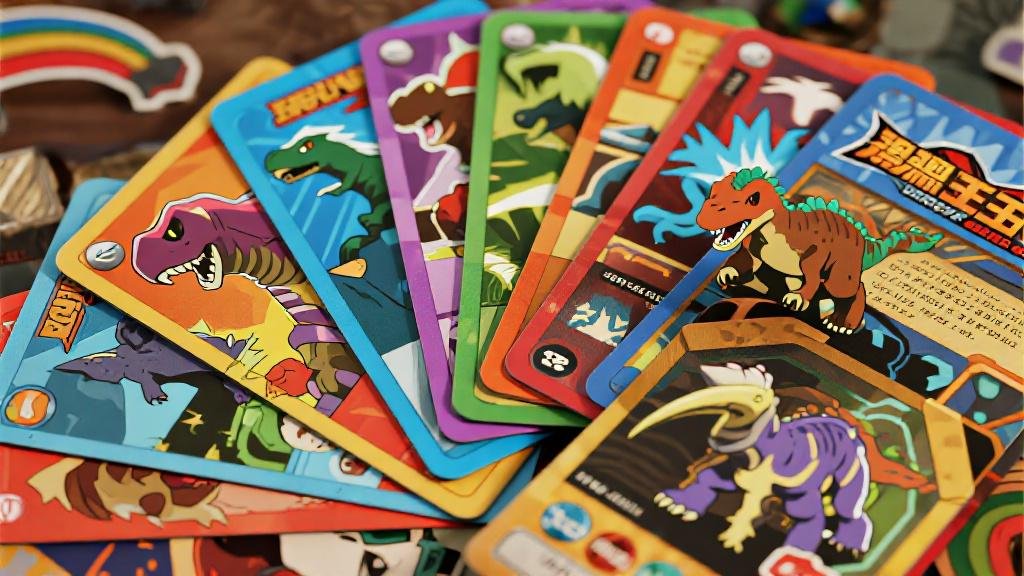 Dinosaur King toys and trading cards collection colorful battle cards with matching dino figures