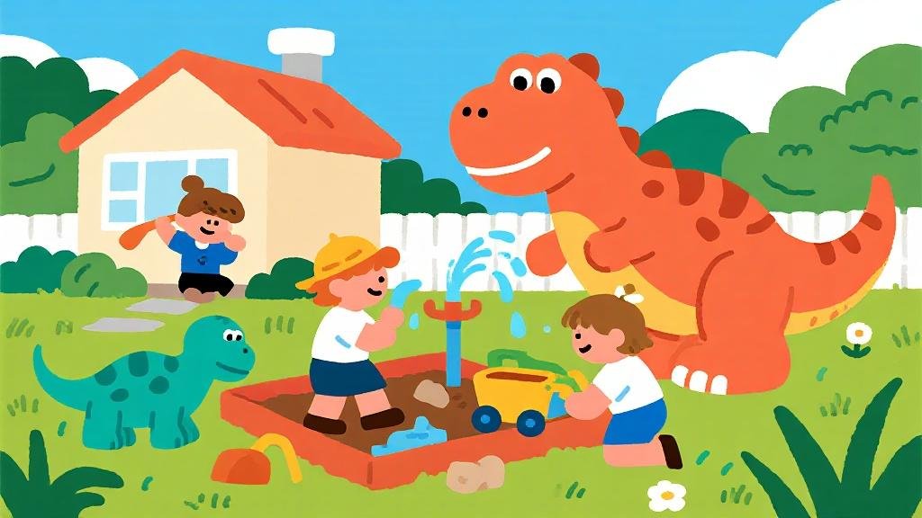 Best dinosaur garden toys and outdoor playsets for backyard dino adventures with inflatable T-Rex sprinkler