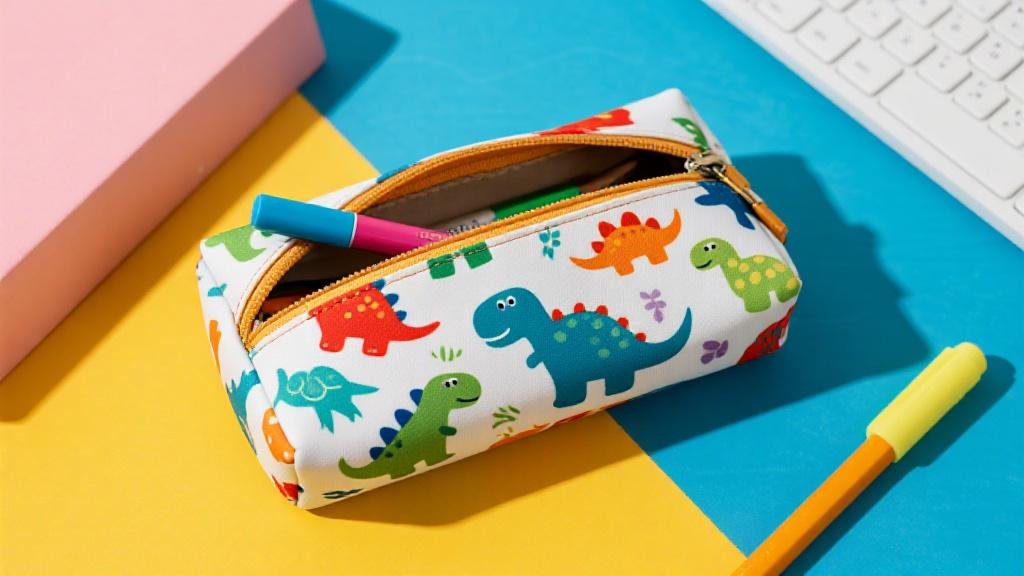 Trousse dinosaure colorée pour enfant fournitures scolaires