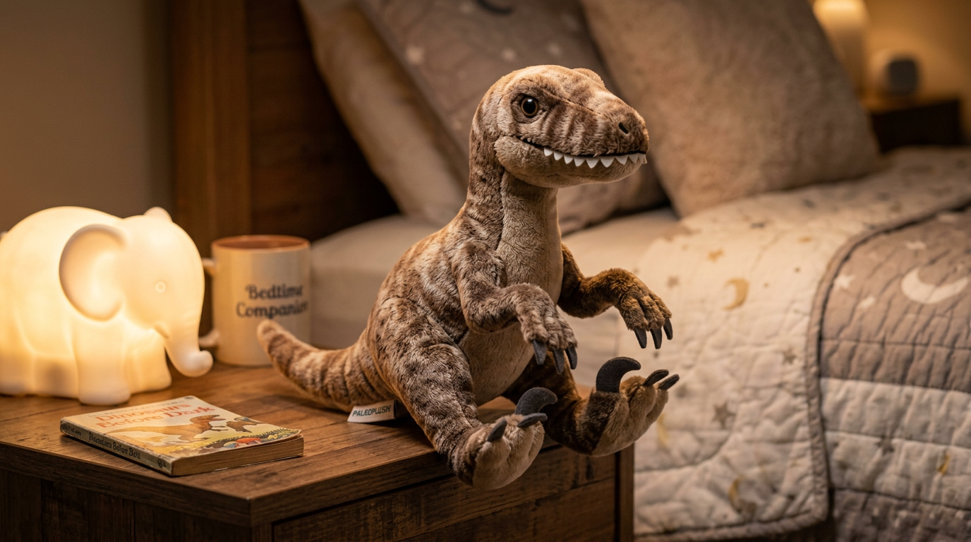Peluche dinosaure avec griffes – compagnon doux vélociraptor pour dormir