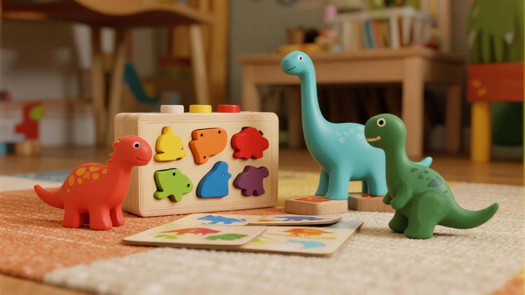 Fun educational dinosaur toys for 3 year olds with sorting toys and soft dino figurines