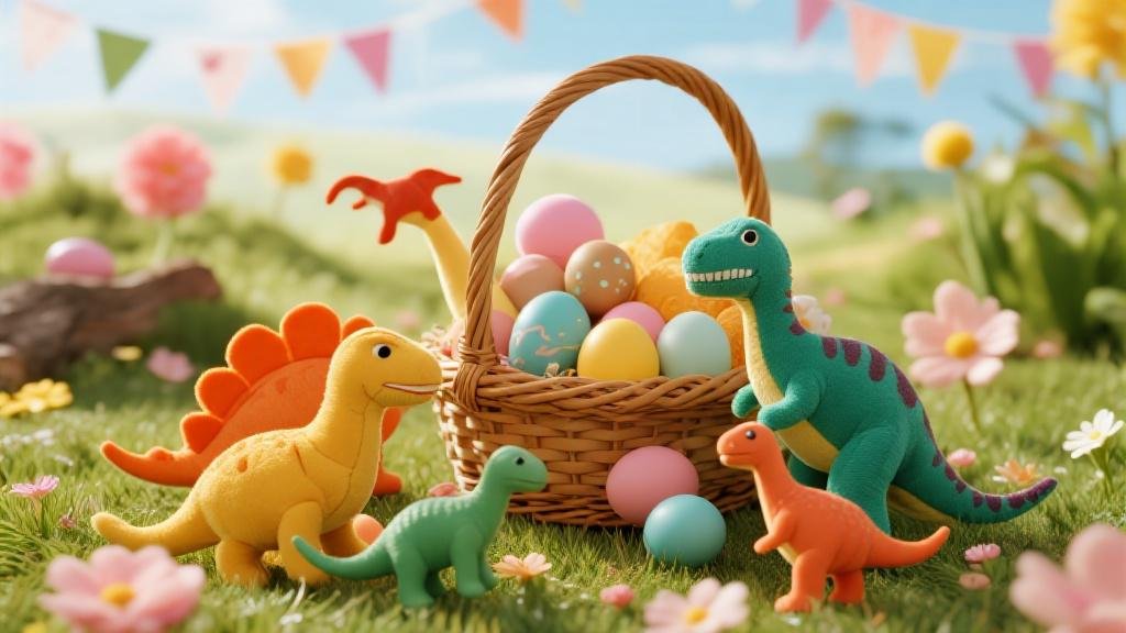 Meilleurs jouets dinosaures pour panier de Pâques avec œufs et figurines