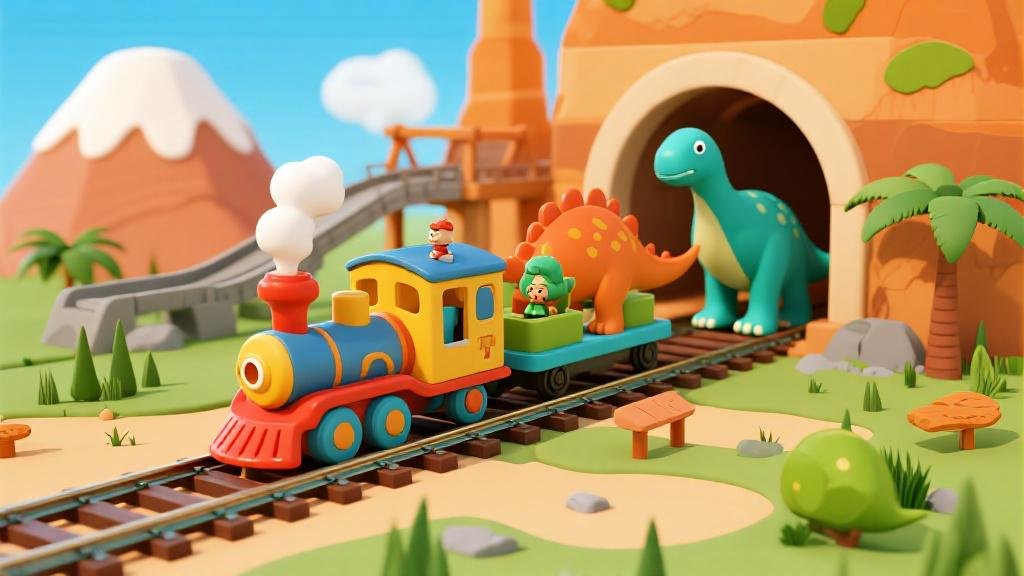 Best dinosaur train and track toys for kids colorful toy train set with dino passengers and prehistoric tunnel