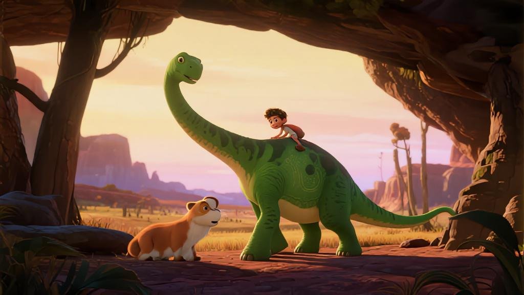 The Good Dinosaur toys Arlo and Spot figures from Disney Pixar movie green apatosaurus