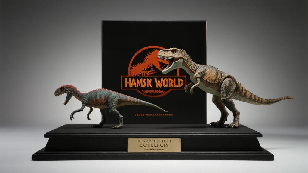 Hammond Collection premium Jurassic World dinosaur figures museum-quality T-Rex and raptor display