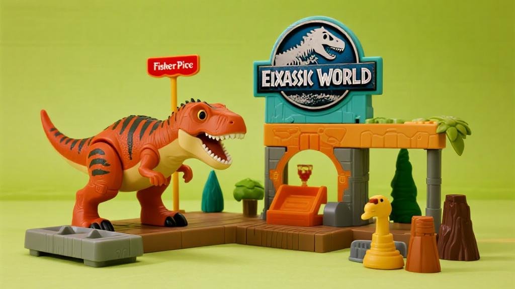 Imaginext Jurassic World dinosaur toy figures featuring T-Rex and raptors in action play set for kids