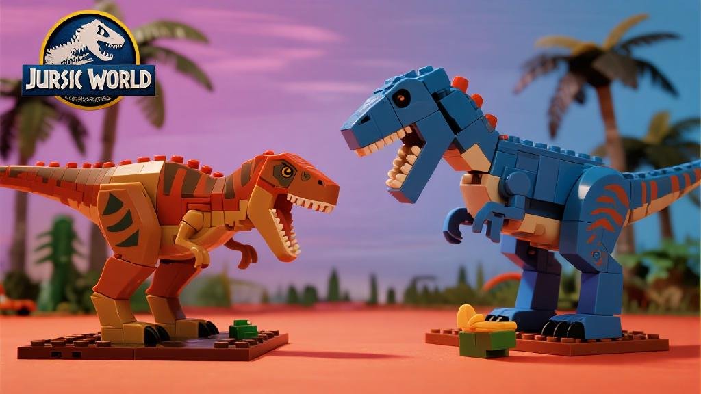 Jurassic World dinosaur toys versus LEGO dinosaur building sets side by side comparison for kids