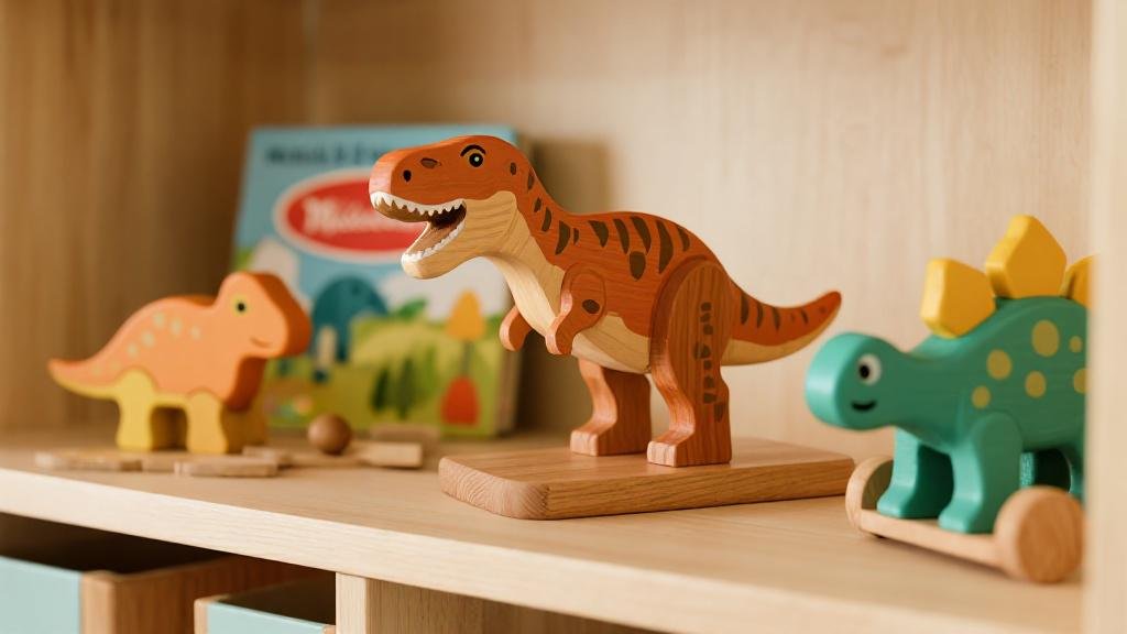 Melissa and Doug wooden dinosaur toys with hand-painted figurines and plush Stegosaurus