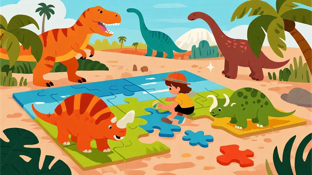 Melissa and Doug dinosaur jumbo floor puzzle with colorful prehistoric scene for kids to assemble