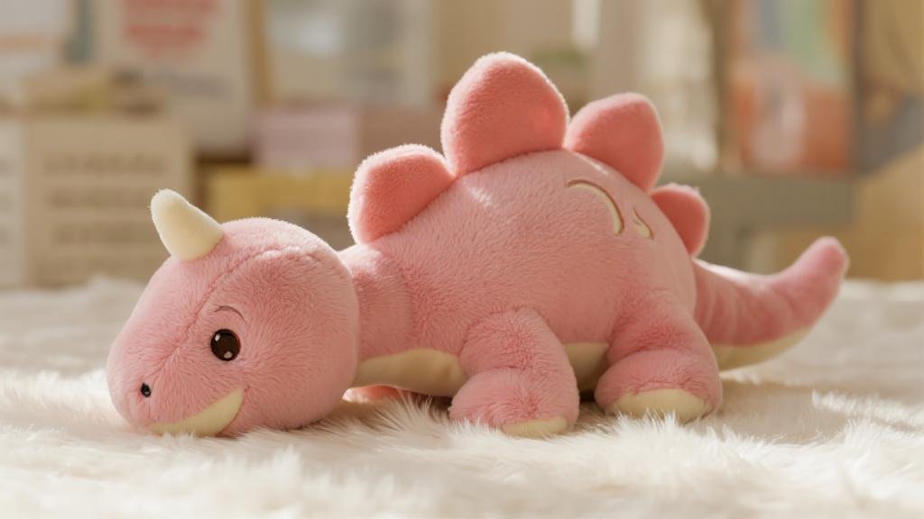 Peluche dinosaure rose douce tissu premium jouet pastel enfant