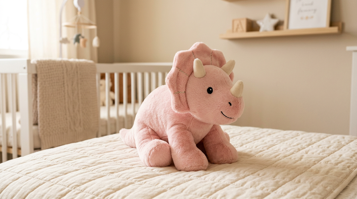 Peluche dinosaure rose pour bébé – jouet doux et sécuritaire dès la naissance