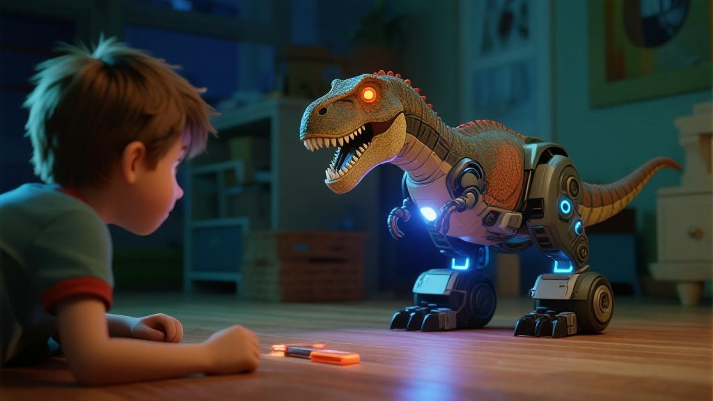 Best walking dinosaur toys that actually move electronic battery-powered T-Rex with glowing eyes