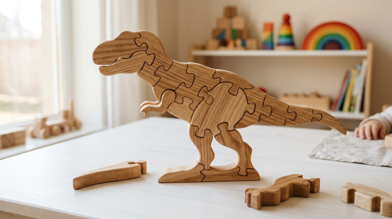 Puzzle dinosaure en bois T-Rex – jouet éducatif Montessori pour enfant
