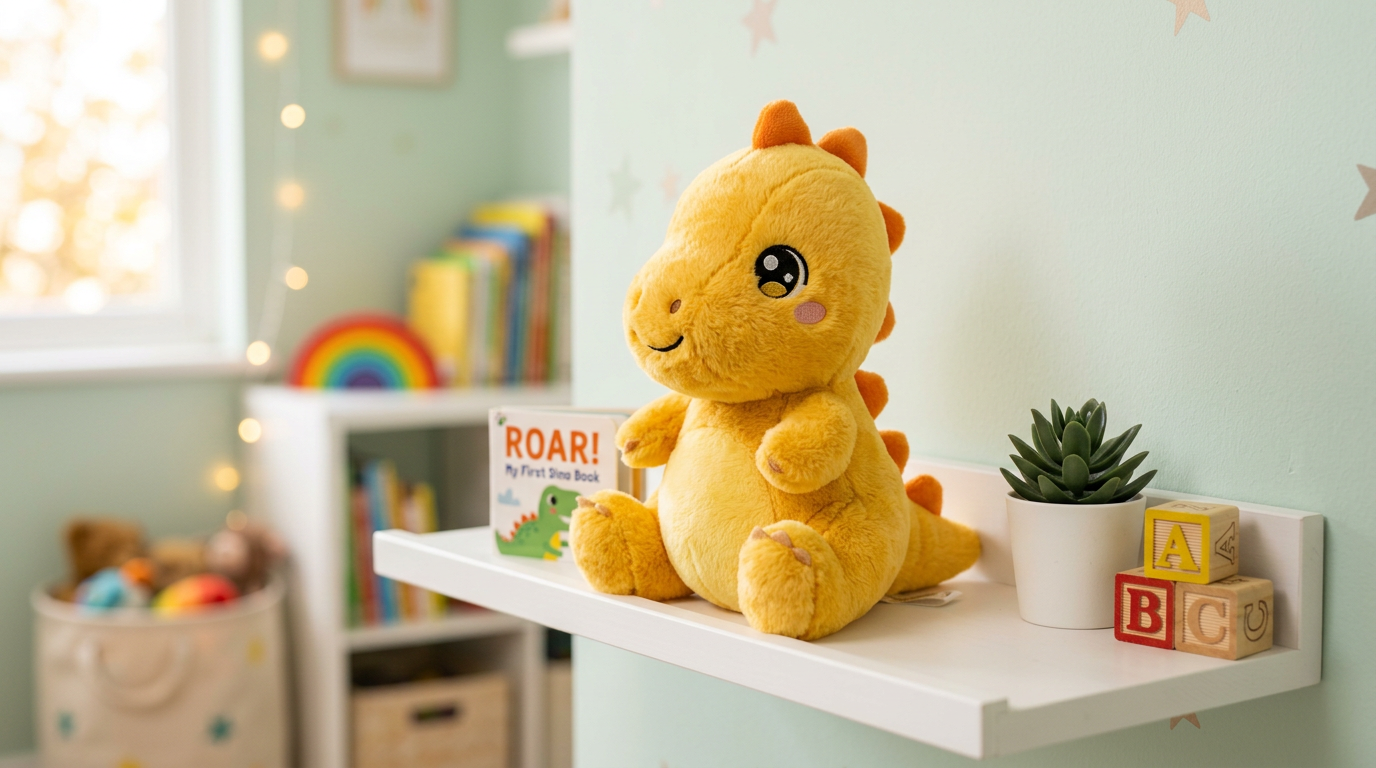 Peluche dinosaure jaune pour enfant – jouet en peluche doux et coloré