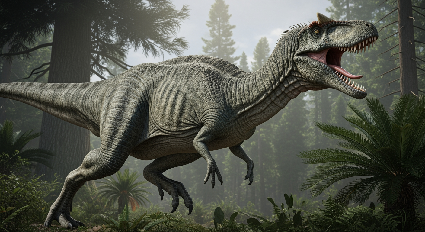 Paleo-art of Allosaurus, a large predatory theropod dinosaur