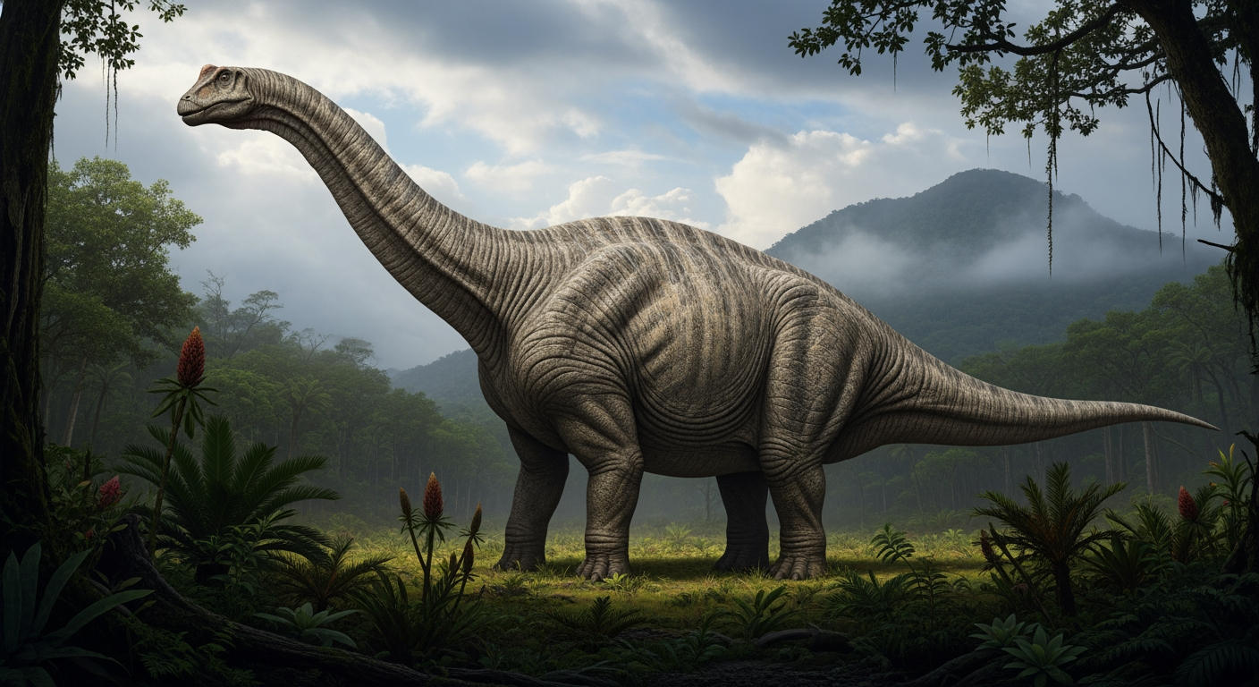 Paleo-art of Argentinosaurus, a colossal long-necked titanosaur dinosaur