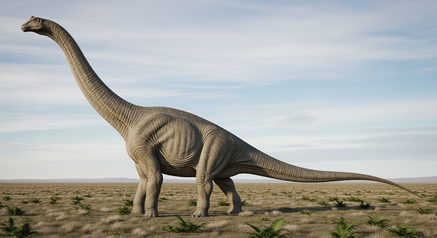 Paleo-art of Barosaurus, a slender long-necked sauropod dinosaur