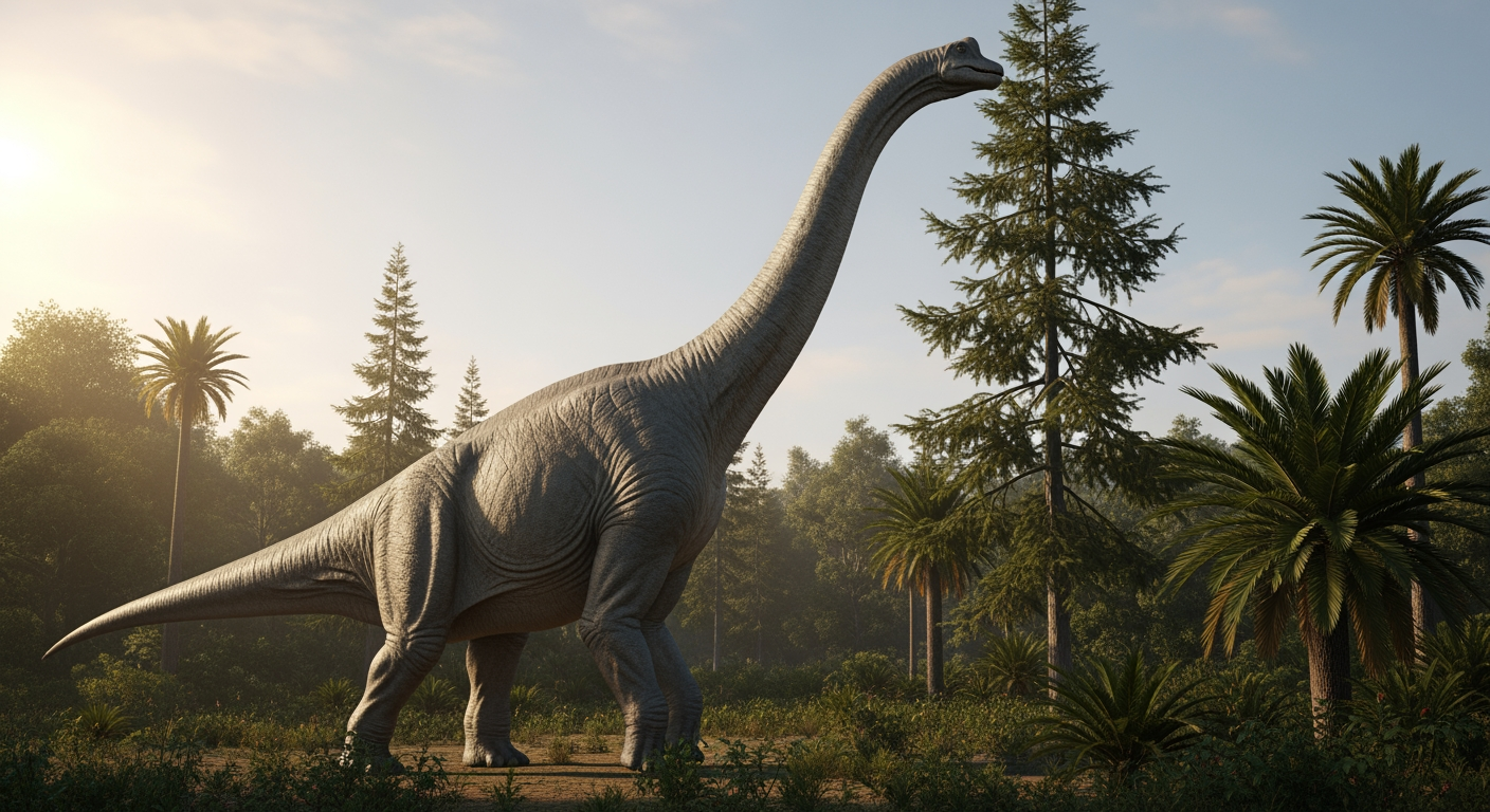 Paleo-art of Brachiosaurus, a tall long-necked sauropod dinosaur