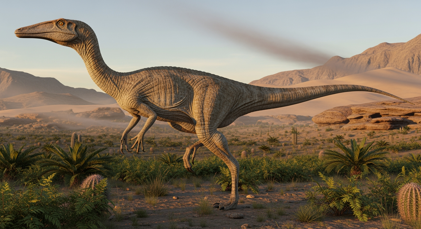 Paleo-art of Coelophysis, an early slender carnivorous dinosaur