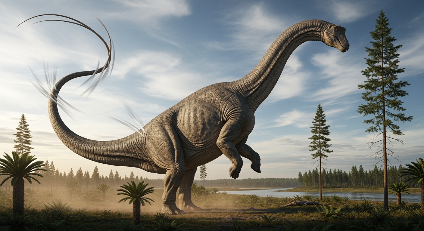 Paleo-art of Diplodocus, a giant long-necked sauropod dinosaur