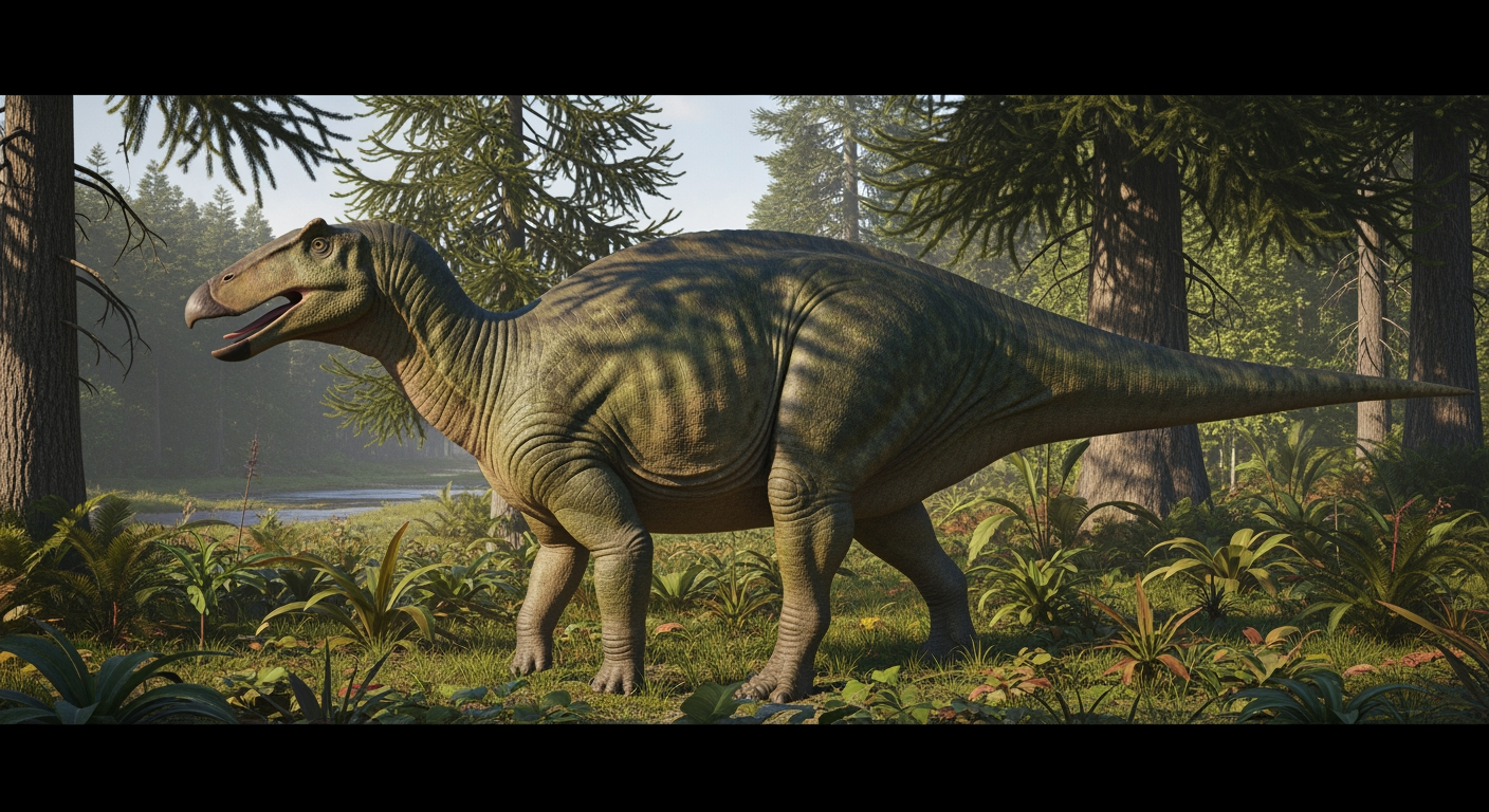 Paleo-art of a duck-billed hadrosaur dinosaur with a crest