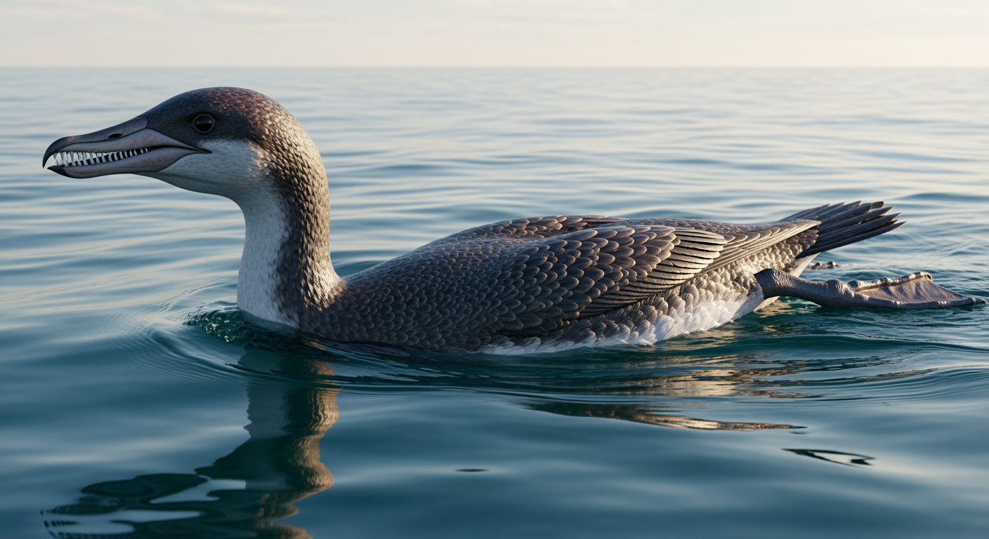 Paleo-art of Hesperornis, a flightless diving bird