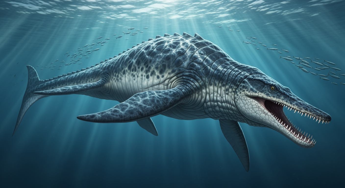 Paleo-art of Mosasaurus, a giant marine reptile