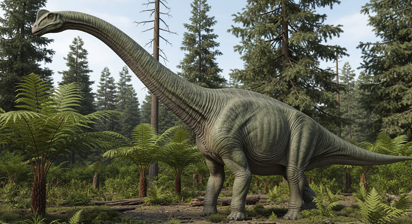 Paleo-art of Omeisaurus, a long-necked sauropod dinosaur