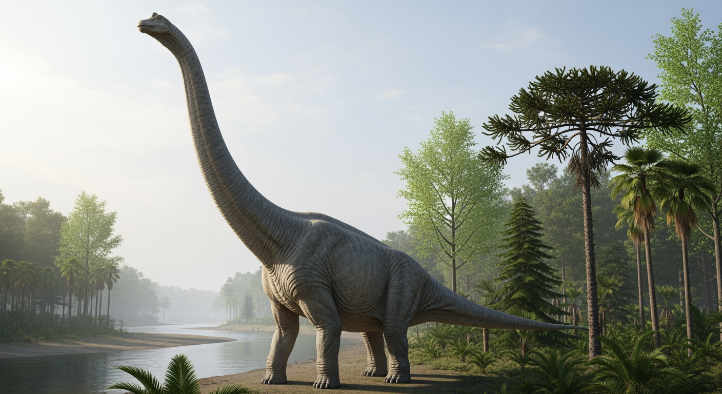 Paleo-art of Sauroposeidon, a towering long-necked sauropod dinosaur